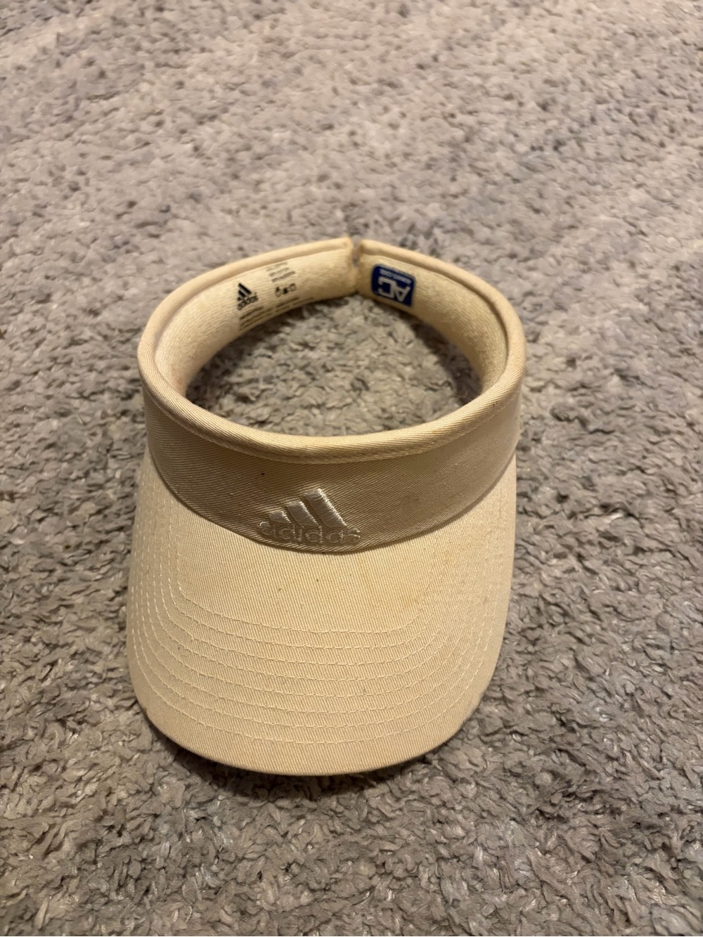 Vintage Adidas Golf Visor Sun Hat Cream Off White Embroidered Logo Always Cool O